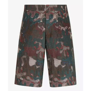 Dior And Peter Doig Silk Cotton Camouflage Oblique Jacquard Bermuda Shorts 50